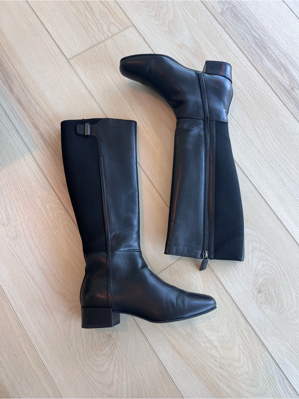 Aquatalia Letizia Calf/Elastic Tall Riding Boot - Black 6.5
